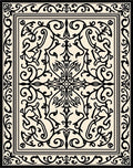 Cream Black Ornate Floral Medallion Rug