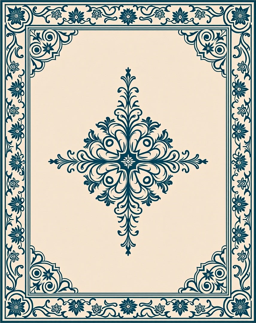 Elegant Teal Floral Medallion Rug