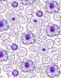 Whimsical Floral Swirl Purple Heart Design Rug