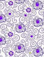 Whimsical Floral Swirl Purple Heart Design Rug