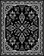 Black White Floral Mandala Pattern Rug