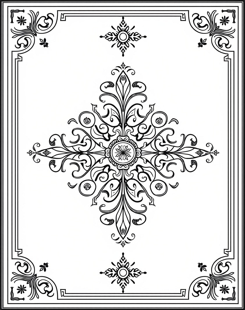 Classic Floral Scroll Mandala Design Rug