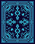 Elegant Cyan Floral Art Deco Rug