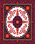 Grand Red Blue Floral Medallion Rug