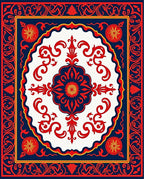 Grand Red Blue Floral Medallion Rug