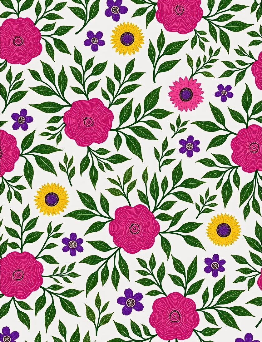 Vibrant Fuchsia Pink Floral Garden Rug