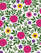 Vibrant Fuchsia Pink Floral Garden Rug
