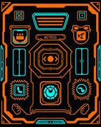 Cyberpunk Orange Neon Futuristic Design Rug