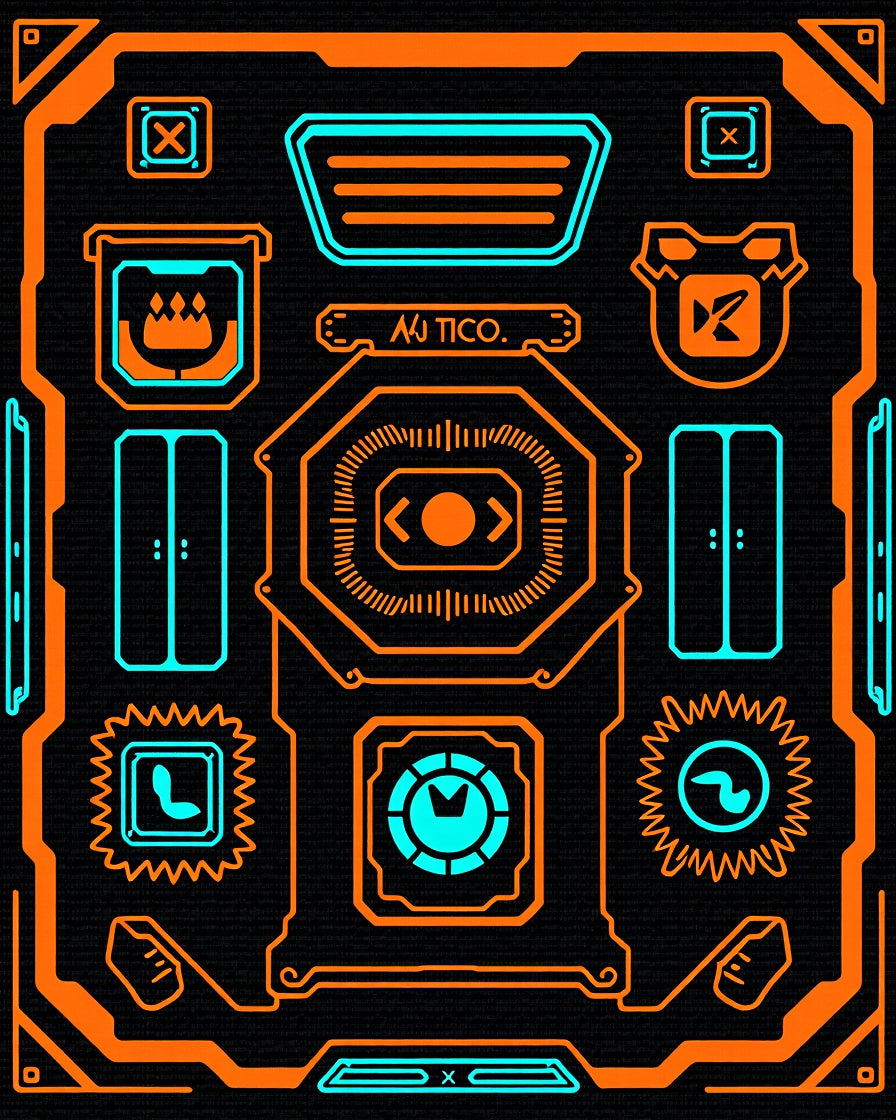 Cyberpunk Orange Neon Futuristic Design Rug