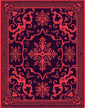 Ornate Red Floral Scrollwork Rug