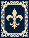 Navy Blue Fleur-De-Lis Ornate Rug