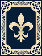 Navy Blue Fleur-De-Lis Ornate Rug