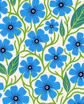 Stylized Blue Floral Vine Pattern Rug