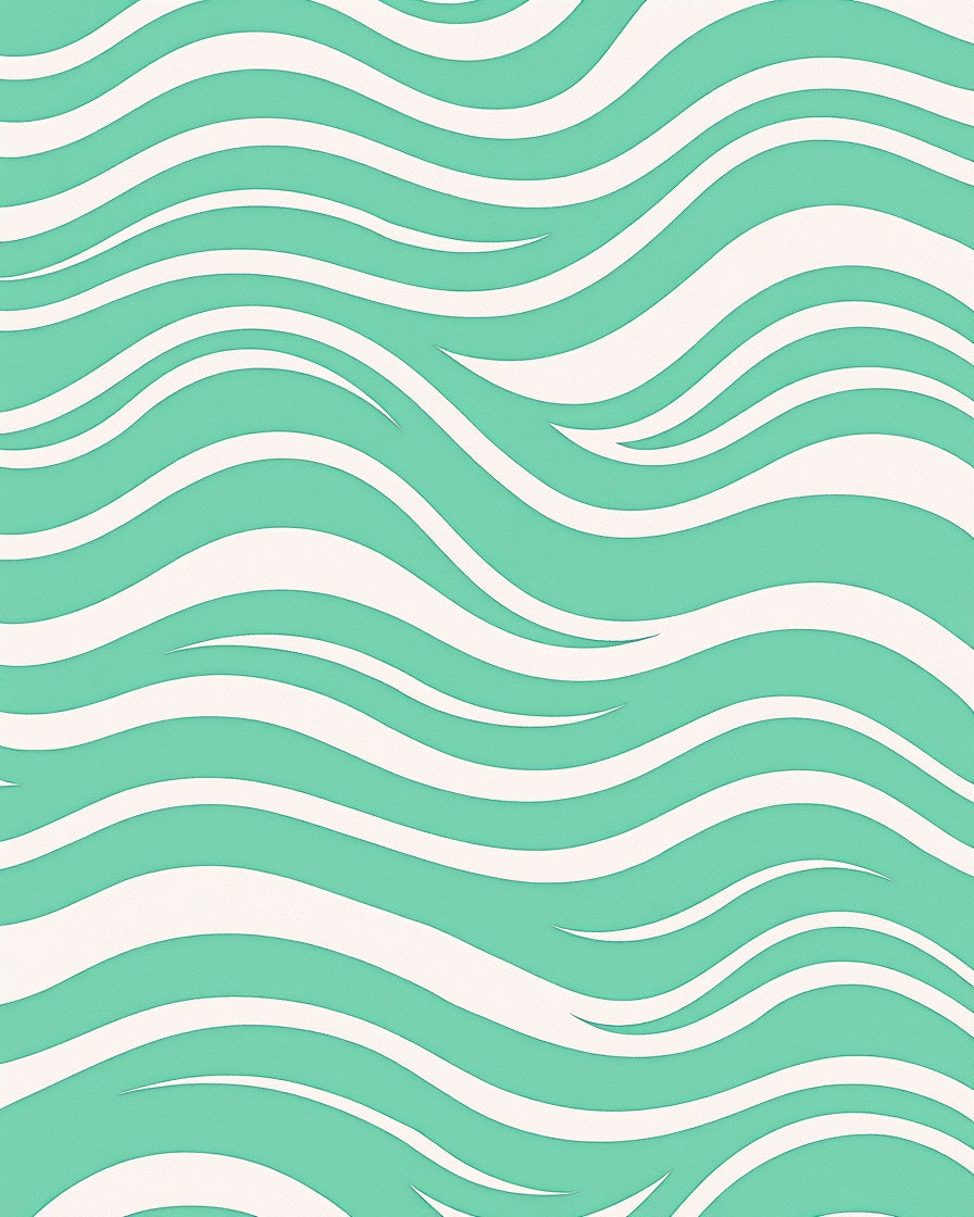 Aqua Cream Wavy Flow Rug