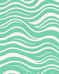 Aqua Cream Wavy Flow Rug