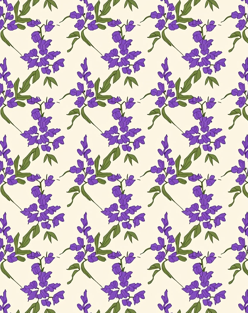 Purple Lavender Branch Pattern Rug