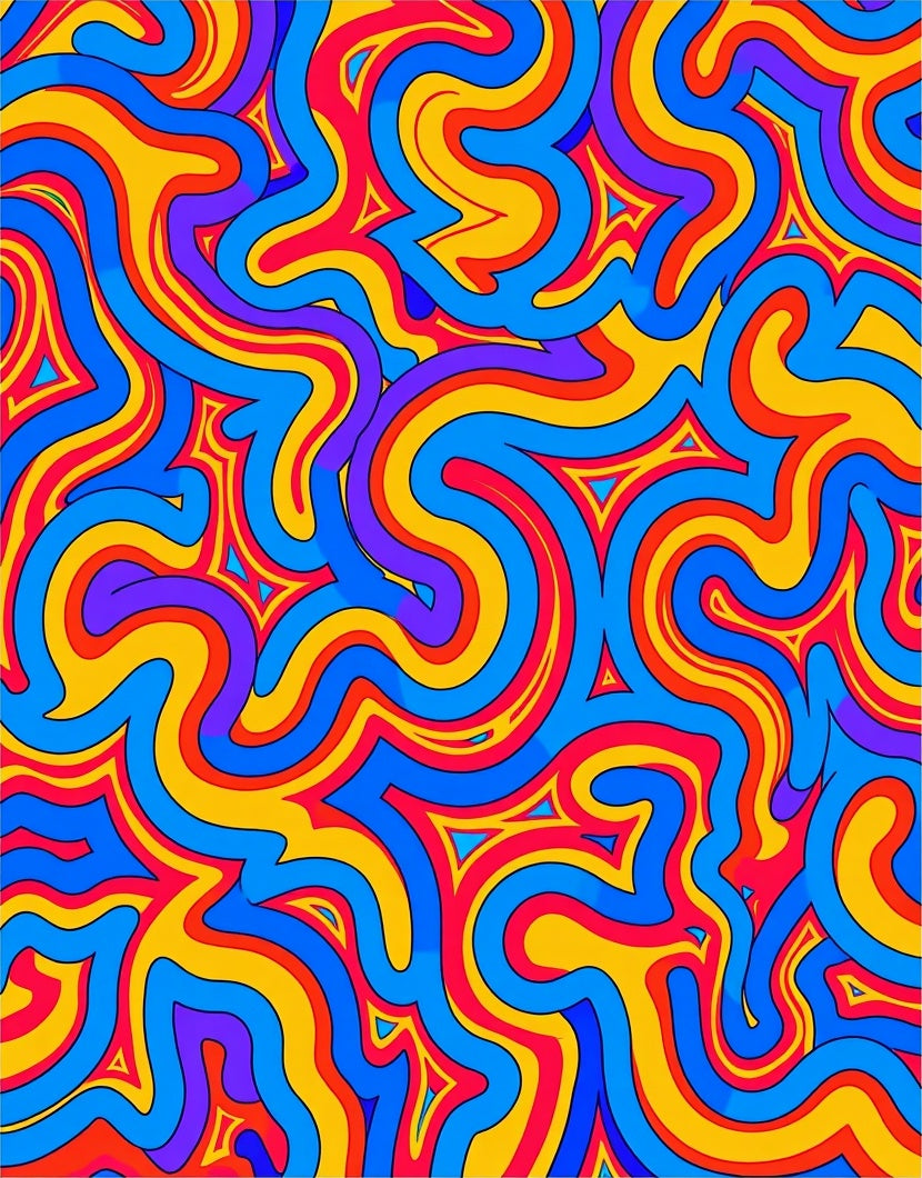 Vibrant Psychedelic Swirls Pattern Rug