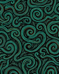 Teal Swirls Leafy Vines Design Rug