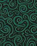 Teal Swirls Leafy Vines Design Rug