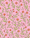 Pink Orange Floral Vine Pattern Rug