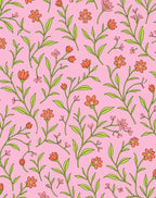 Pink Orange Floral Vine Pattern Rug
