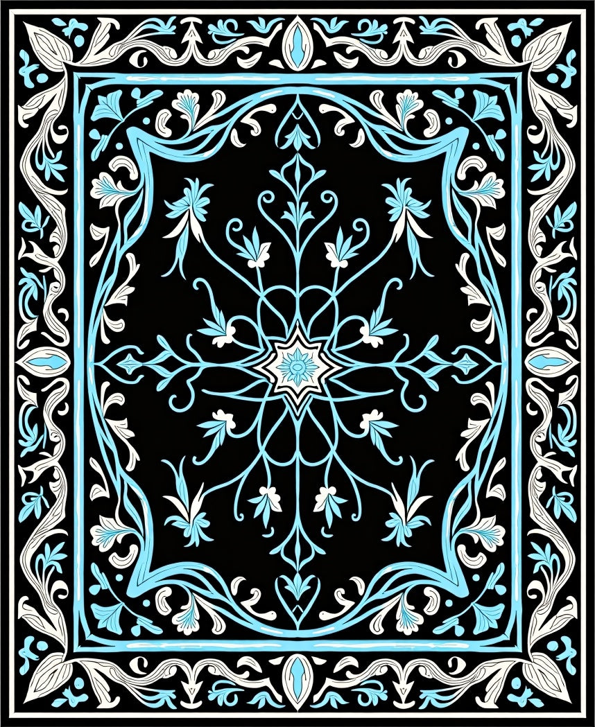 Bold Floral Acanthus Scroll Design Rug