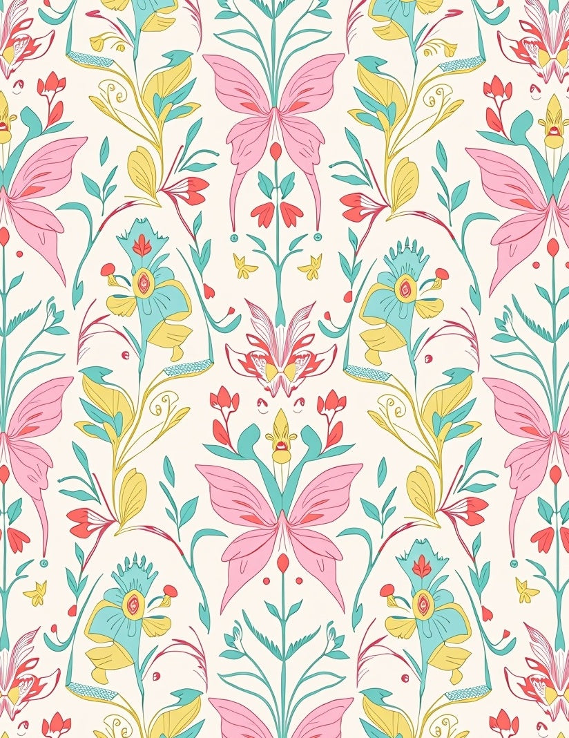 Whimsical Butterfly Floral Pattern Rug