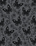 Dark Gray Butterfly Bloom Garden Rug