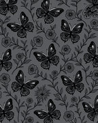 Dark Gray Butterfly Bloom Garden Rug