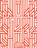 Red White Geometric Maze Pattern Rug