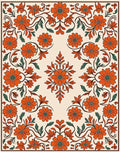 Vintage Floral Red Beige Arrangement Design Rug