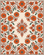 Vintage Floral Red Beige Arrangement Design Rug