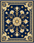 Ornate Gold Floral Patterned Rug