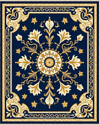 Ornate Gold Floral Patterned Rug