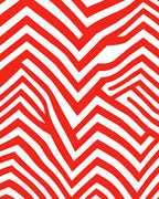 Bold Red White Zigzag Pattern Rug