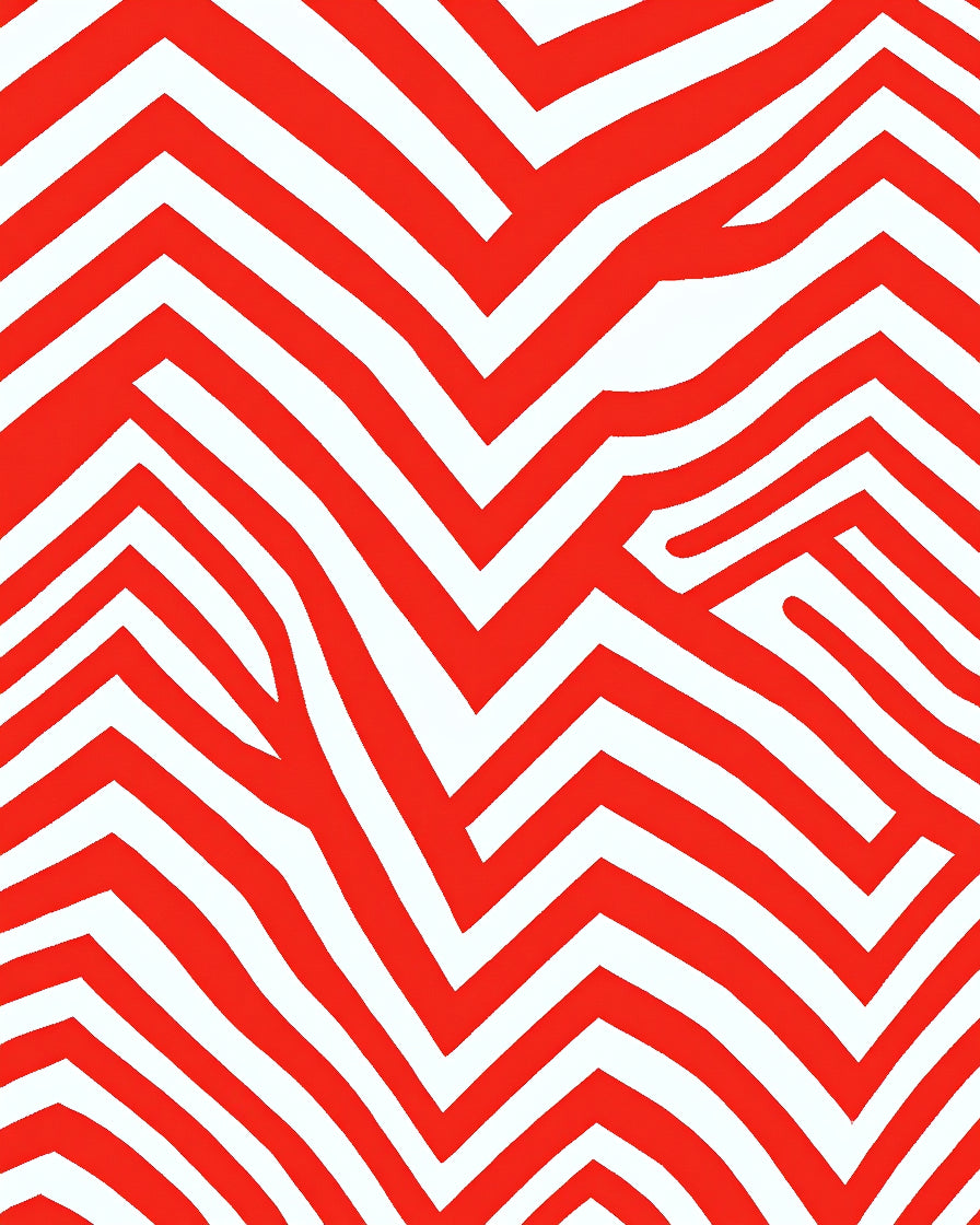 Bold Red White Zigzag Pattern Rug