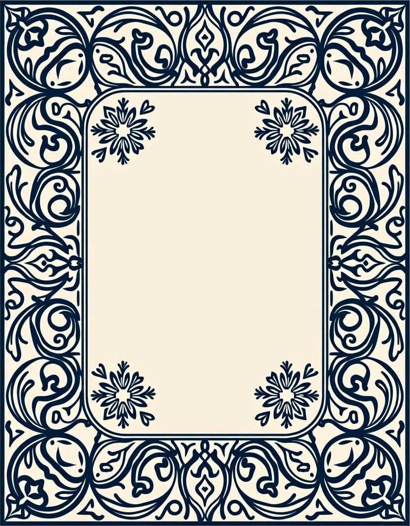 Classic Scrollwork Floral Frame Rug