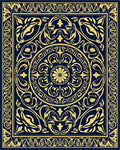 Intricate Gold Floral Pattern Rug