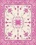 Pink Floral Swirl Frame Rug