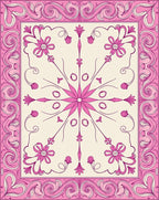 Pink Floral Swirl Frame Rug