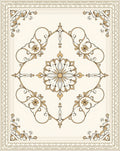 Elegant Golden Floral Scroll Pattern Rug
