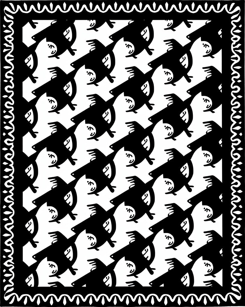 Whimsical Black Bird Pattern Design Rug
