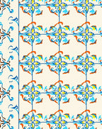 Colorful Floral Tile Pattern Design Rug