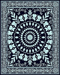 Light Blue Floral Mandala Patterned Rug