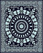 Light Blue Floral Mandala Patterned Rug