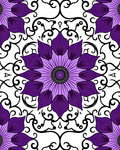 Purple Black Floral Symmetry Rug