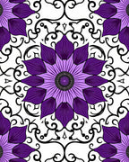 Purple Black Floral Symmetry Rug