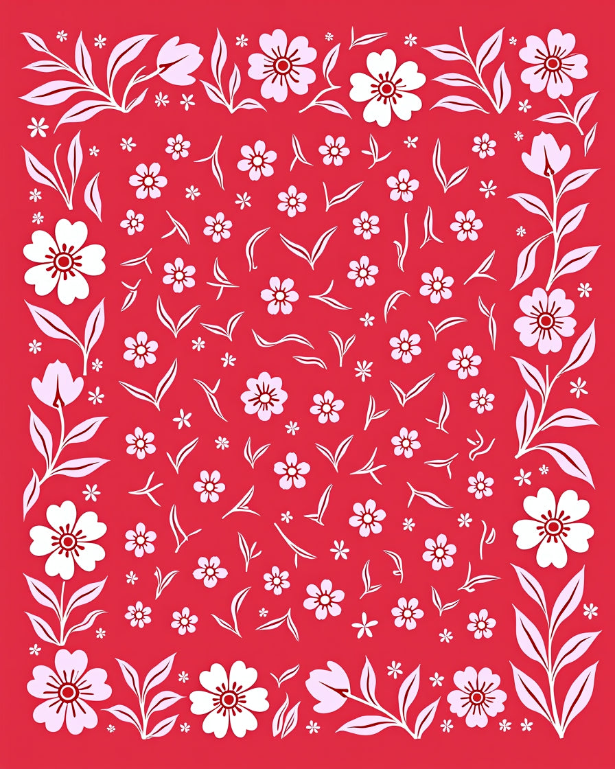 Floral Motif Branching Pattern Rug