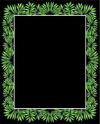 Green Leaf Border Natural Pattern Rug