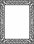 Ornate Black White Scrollwork Rug
